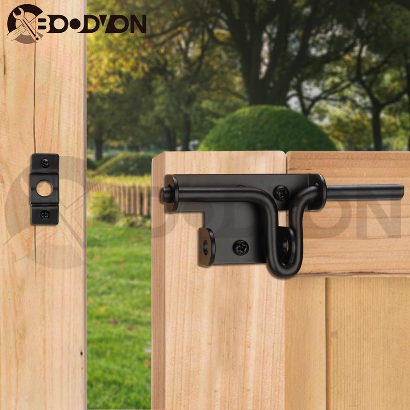 BOODVON Slide Bolt Gate Latch for Wooden Fence, Sliding Bolt