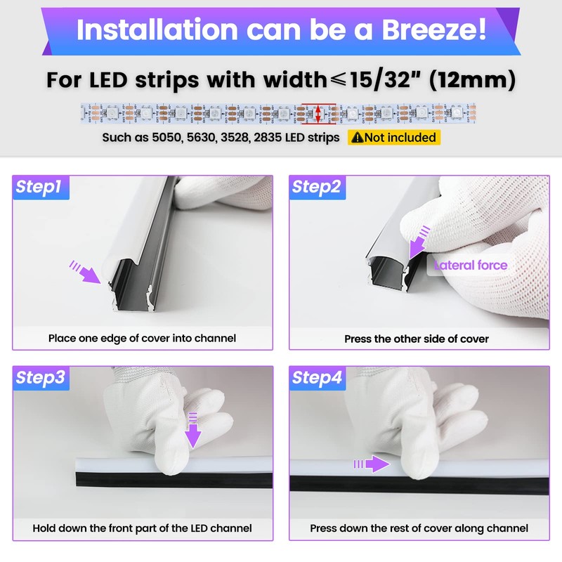 Muzata 10Pack 3.3FT/1M Excellent Spotless LED Channel System with Milky