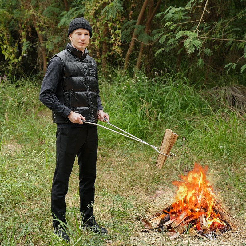 40" Fire Tongs Fire Pit Tongs Set, Stainless Steel Fireplace