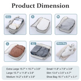 6 Set See Through Compression Packing Cubes, Mesh Travel Packing Cubes for Suitcases, Lightweight Luggage Organizer Bag Set for Travel, Essentials for Luggage