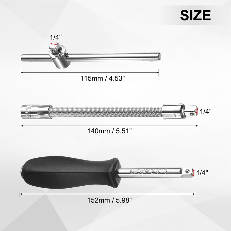 sourcing map 1/4" Drive Spinner Handle Chrome Vanadium Steel Drive