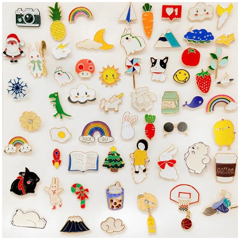 Savefree Paquete 20 Pines Pack Broches Metalicos Pines Kawaii Al