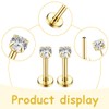 CPJJ 4 Pairs 14K Gold CZ Top Flat Back Piercing