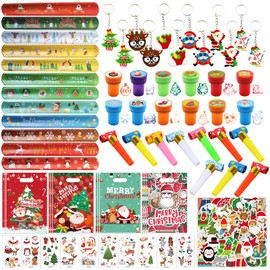 Christmas Party Bags, Pack of 120 Christmas Gifts for Children, Children's Birthday Party Favours, Small Toys, Gift Bags, Key Chains, Blow Bracelets, Party Favour for Boys and Girls