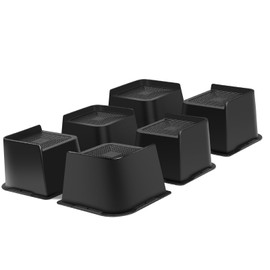 MYMULIKE 3 Inch Bed Risers Heavy Duty, Oversized Furniture Risers, Support Up to 6000 Lbs, Lift for Couch, Sofa, Table, Chair (Black 6 Pack)