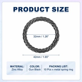 sourcing map Twist Shaped Spring Snap Keychain Clip, 42mm Metal Trigger Keychain Hook Clip Key Hook Buckle for Purses Wallet Belts Hardware Bags, Gun Black Pack of 10