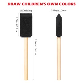 Pack of 10 Sponge Brushes, Foam Brushes, 2.5 cm Wooden Handle Foam Brush, Dabbing Brush, Hardwood Handles, Washable Foam Dabbing Brush for Painting, Colouring, Smudging, Crafts