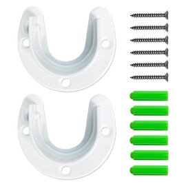 Wardrobe Bracket Heavy Duty Stainless Steel Rod Socket Flange Rod Holder Closet Rod End Supports, 1-1/4" Inch Diameter,U Shape White