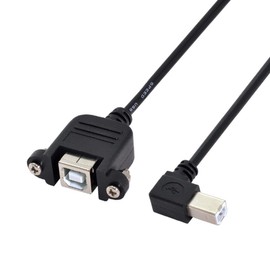 chenyang USB 2.0 Type B Male to Type B Female Extension Cable with Screws for Panel Mount 50cm 90 Degree Left Angled