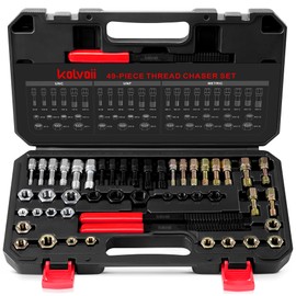 Kolvoii 49-Piece Thread Chaser Set, Rethread Repair Tool, UNC, UNF, & Metric Thread Repair Kit, Designed to Repair and Clean Damaged or Dirty Threads on Nuts, Bolts, and Threaded Holes