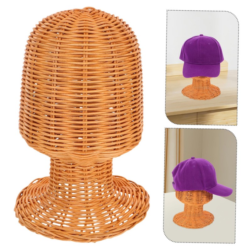 VICASKY Rattan Woven Hat Display Stand Elegant Decorative Holder for
