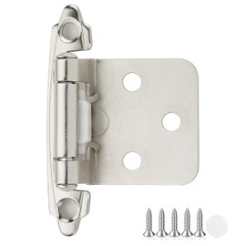 30 Pack 15 Pair Brushed Nickel Cabinet Hinges - 1/2 inch Overlay Kitchen Cabinet Hinges, Semi-Concealed Hinges, Self Closing Cabinet Door Hinges with Door Bumper, Silver Face Mount Cabinet Hardware
