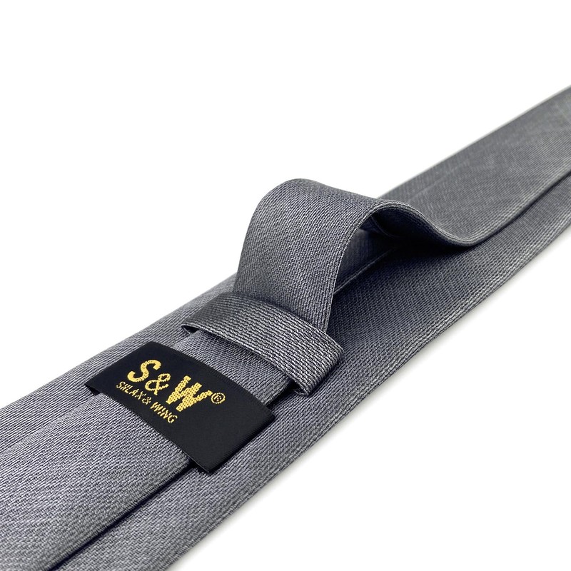 SHLAX&WING Solid Gray Men's Necktie Silk Business, 3.5" x 63"