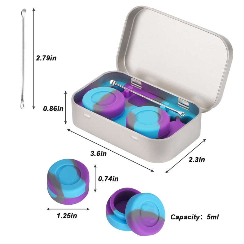 Silicone Containers Jars Non-stick 5ml Concentrate Containers Portable Travel Tin