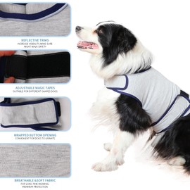 balancepaw Dog Anxiety Vest, Comfort Dog Anxiety Relief Coat, Breathable Dog Calming Vest for Thunderstorm, Travel, Fireworks, Vet Visits (L,Light Grey)