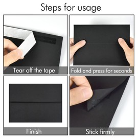 A7 Black Invitation 5x7 Envelopes - Self Seal, Square Flap,Perfect for 5x7 Cards, Weddings, Birthday, invitations, Graduation, Baby Shower, 5.25 x 7.25 Inches, 100 Pack, (Black)