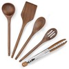Elegant 5-Piece Walnut Wood Kitchen Utensil Set – Non-Scratch, Heat-Resistant