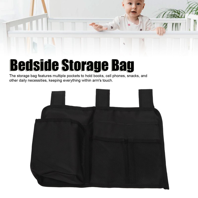 Bedside Storage Bag Nylon Bed Rail Hanging Organizer Pocket for