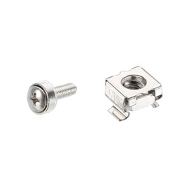 PATIKIL Rack Mount Cage Nuts M5x15mm Mounting Screws Iron Nickel Plated for Server Rack Cabinets with Washers, Silver Tone 20 Sets
