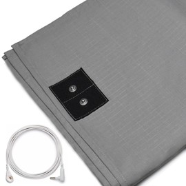 Grounding Sheets 35 * 90 inch, 10% Silver Fiber Conductive Grounding Sheets with Grounding Cord, Grounding Sheets for Earth with Silver Fiber & Organic Cotton, Gray
