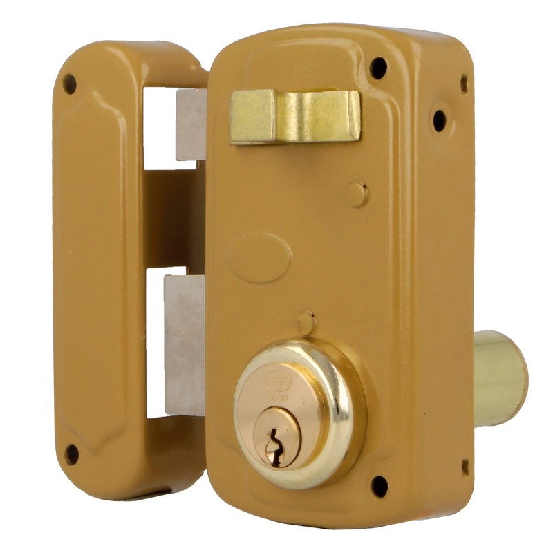 amig Model 75U Overlay Lock, Gold, 76 x 120 mm