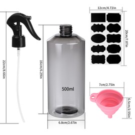 500 ml Soap Dispenser Shower Plastic, Pack of 2 Empty Shampoo Bottles for Filling, Refillable Pump Bottles, Shower Gel Dispenser for Lotions, Shower Gel, Shampoo Dispenser, with Funnel, Labels, Grey