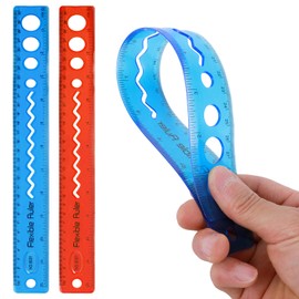 Grevosea 2 Pcs Flexible Rulers, 12 Inch Plastic Ruler with Centimeters and Inches Bendable Soft Rulers for Kids & Adults School Home Office Supplies (red+Blue)