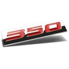 Auto Dynasty Chrome Finish Metal Emblem 350 Badge, (Red Letter)