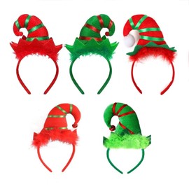 Lezevn 5Pcs Christmas Elf Hat Hairband Elf Hair Hoop Christmas Elf Hat Decoration for Christmas Party Accessory