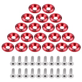 20pcs Aluminum Bumper Washer, Engine Bumper Washer Bolt Kit(Red) aluminum washers