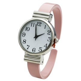 Blekon Collection Analog Quartz Women's 30mm Alloy Case Acrylic Cuff Bangle Watch (Light-Pink)