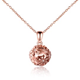 Rose Gold Sterling Silver Floral Ball Necklace Butterfly Daisy Flower Cubic Zirconia Bead Pendant Necklaces Gift for Women