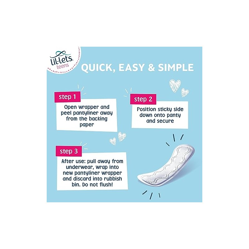 Lil-Lets Teens Liners | 64 forros | 4 paquetes de