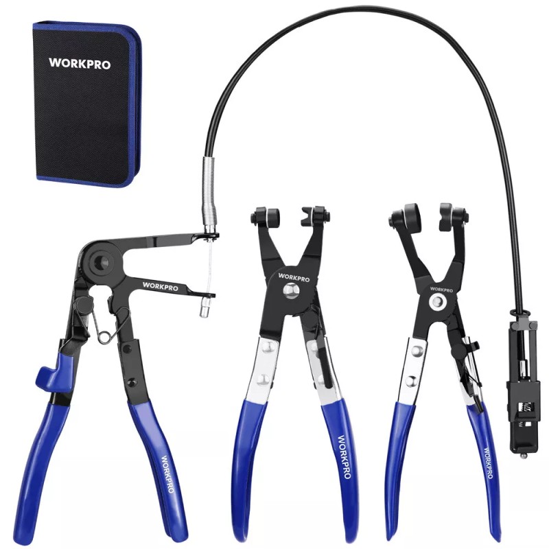 WORKPRO 3-Piece Hose Clamp Pliers Set with Pouch 27" Long