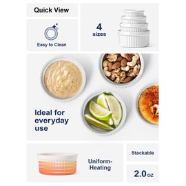 LE TAUCI Sauce Cups 2 OZ, Small Dipping Bowls, Mini Ceramic Ramekins Souffle Dishes, Sauce Dip Bowls for Charcuterie Boards, Microwave & Oven Safe, Set of 6, White