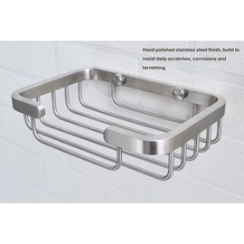 Deezio Satin Nickel Stainless Steel Soap Dish, Rectangular, 5 x 3.5 Inch, Wall Mounted, 100%