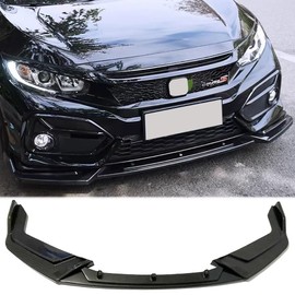SIDMILE Front Lip Compatible with 2017-2021 Civic Si FK7 Hatchback Front Bumper Lip Splitters 3 Pieces (Carbon Fiber Style)