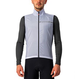 CASTELLI Men's Squadra Stretch Vest, Windproof Full Lenth Zip Shell with High Collar for Road and Gravel Biking I Cycling - Silver Gray/Dark Gray - Small