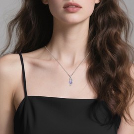 AIZANYU Dragon Necklace Sterling Silver Wyvern Pendant Jewelry with Teardrop Purple Birthstone Christmas Gifs for Women