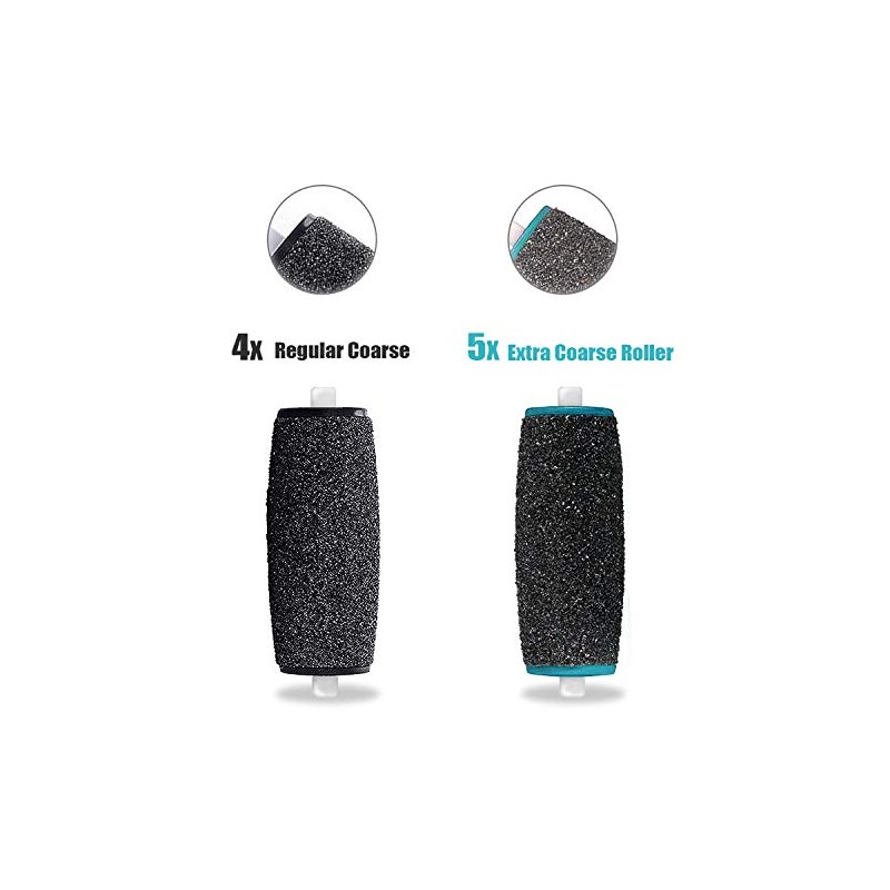 CANVALITE 9Pcs Pedi Replacement Rollers Heads Refills, 5 Extra Coarse