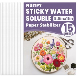 15PCS 8.5" x 11" Water Soluble Stabilizer for Embroidery, Stick and Stitch Embroidery Paper Wash Away, Embroidery Stabilizer, Water Soluble Embroidery Patterns, Embroidery Transfer Paper