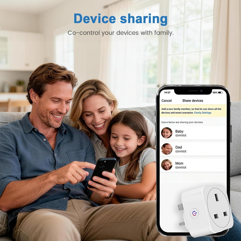 QUEENWEN 13A Smart Plug UK with Energy Monitoring, Smart Socket
