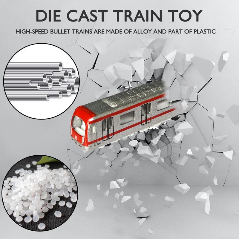 OTONOPI 4 Pcs Toy Train Set Alloy Subway Underground, Magnetic