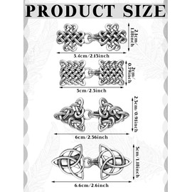 Pack of 4 Vintage Pullover Scarf Cardigan Clips Retro Swirl Coat Brooches Antique Cape Brooch Celtic Pullover Closure Dress Shirt Clips for Women, Zinc