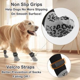 Advanced Non-Slip Hardwood Floor Dog Socks-Super Thick Grip, with Anti-Slip Claws to Prevent Dogs from Licking Their Claws, Suitable for Advanced Dogs to wear on Hardwood Floors (Leopard 2 Pairs XS)