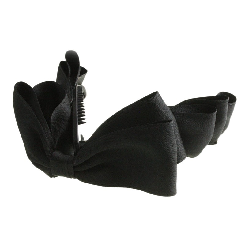 VINGTAINE H-964-BK Ruffled Ribbon, Top Ribbon, Banana Clip (Basic), Satin-style,