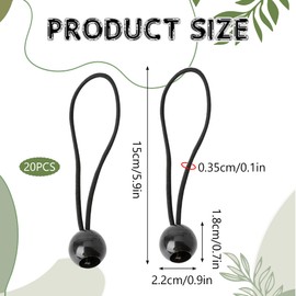 20PCS Bungee Cords with Balls Portable Heavy Duty Bungee Strap Ties Ball Bungee Balls Elastic Ties Bungee Ties Tarpaulin Bungees for Marquees Tents Banners Tent Poles Flag Poles Camping Tarp