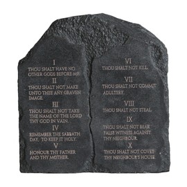 ShineOnAngel Ten Commandments Tabletop Decor - 6.8-Inch Black Stone Religious Sculpture for Home, Office, or Religious Decor Inspritional Table Decor