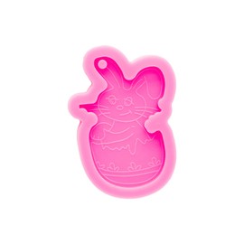 Shiny Glossy Cute Easter Rabbit Shape Keychain Silicone Mold Decoration Mold Polymer Clay DIY Handmade Necklace Epoxy Jewellery Silicone Mold Resin Crafting Molds for Luggage Tag Pendant