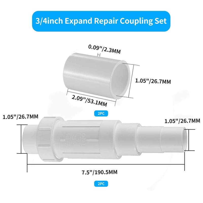 LESSO 3/4 inch PVC Pipe Repair Kit,PVC Repair Coupling for